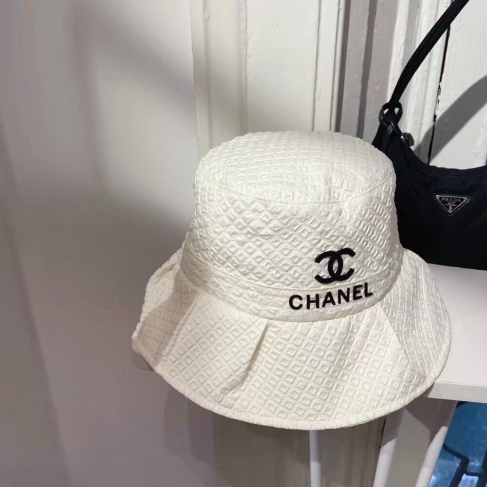 Chanel Quilted Fabric Bucket Hat with CC Logo